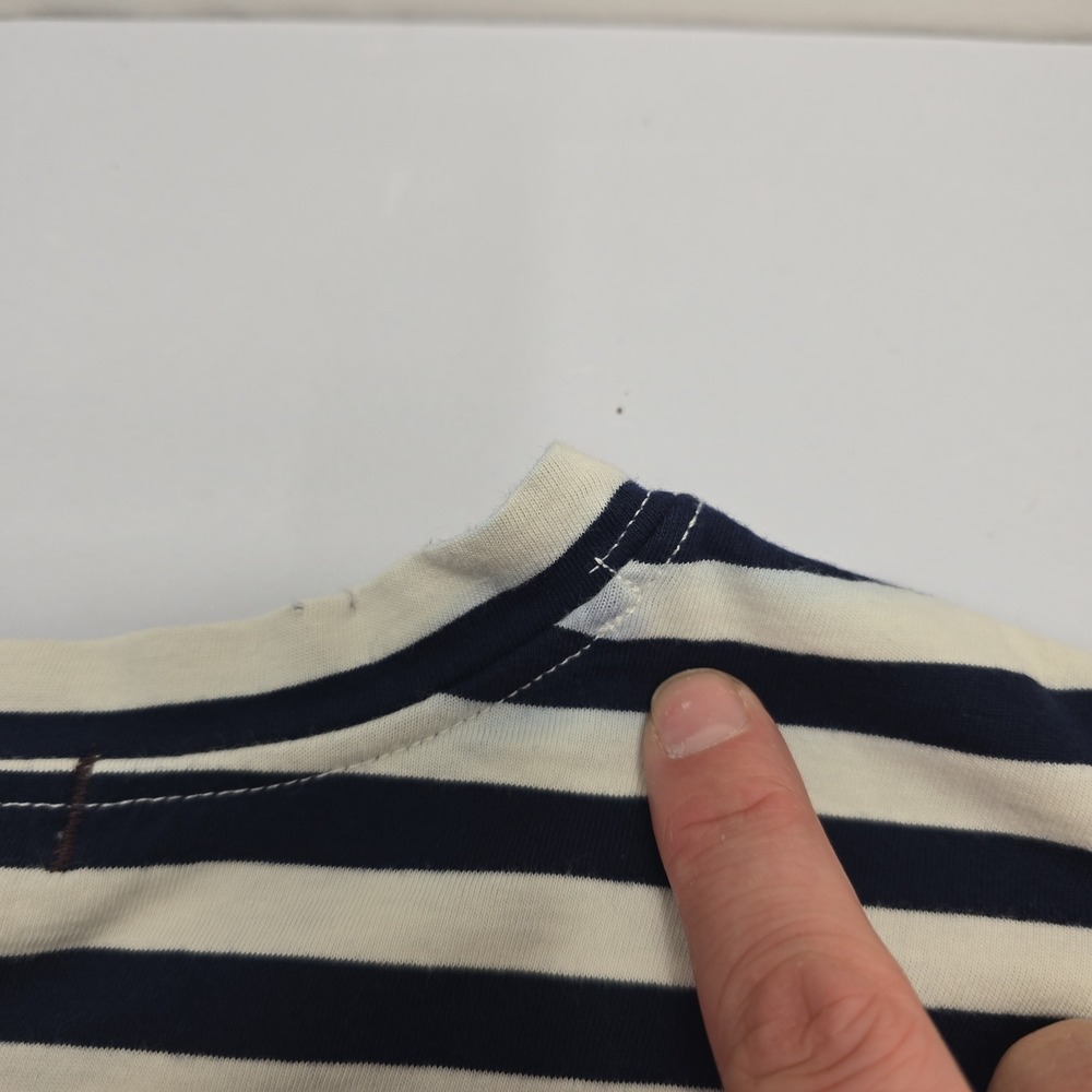 AMO Women Striped Long Sleeve Cotton Tee Shirt Navy Red Brown Mixed Stripe‎ L - Picture 6 of 9